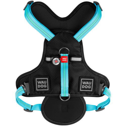 Шлея Waudog Nylon для собак, безпечна, блакитний, 25 мм, розмір XL, 60-95 см, 80-100 см