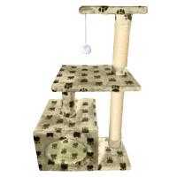 Будиночок Cristel для котів, джут, квадратний, 3 поверхи, поріг, 3 стійки, принт, бежево-чорний, 55×35×80 см Будиночок Cristel для котів, джут, квадратний, 3 поверхи, поріг, 3 стійки, принт, бежево-чорний, 55×35×80 см