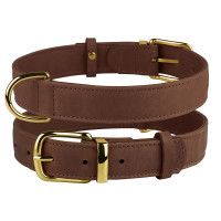 Нашийник BronzeDog Crazy, для собак, шкіряний, коньяк, 19-25×1 см