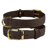 Нашийник BronzeDog Crazy, для собак, шкіряний, темно-коричневий, 27-36×1.5 см