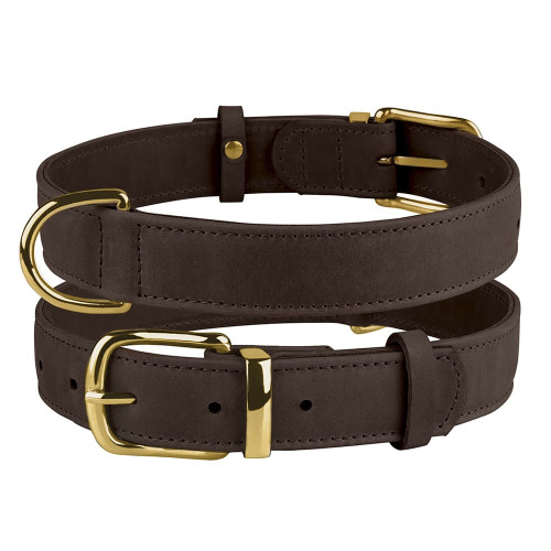 Нашийник BronzeDog Crazy, для собак, шкіряний, темно-коричневий, 27-36×1.5 см