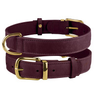 Нашийник BronzeDog Crazy, для собак, шкіряний, бордовий, 38-49×2.5 см