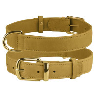 Нашийник BronzeDog Crazy, для собак, шкіряний, гірчичний, 46-60×3 см