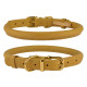 Нашийник BronzeDog Premium Crazy, для собак, шкіряний, гірчичний, 38-48×1.1 см