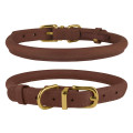 Нашийник BronzeDog Premium Crazy, для собак, шкіряний, коньяк, 38-48×1.1 см