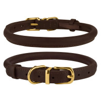 Нашийник BronzeDog Premium Crazy, для собак, шкіряний, темно-коричневий, 43-53×1.1 см