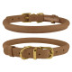 Нашийник BronzeDog Premium Crazy, для собак і котів, шкіряний, світло-коричневий, 18-25×0.7 см