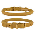 Нашийник BronzeDog Premium Crazy, для собак і котів, шкіряний, гірчичний, 23-33×0.7 см