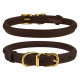 Нашийник BronzeDog Premium Crazy, для собак і котів, шкіряний, темно-коричневий, 23-33×0.7 см