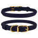 Нашийник BronzeDog Premium Crazy, для собак і котів, шкіряний, темно-синій, 23-33×0.7 см