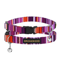 Нашийник BronzeDog Urban West, для котів, нейлоновий, дзвіночок, фіолетовий, 18-28×1 см