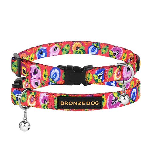 Нашийник BronzeDog Urban Folk, для котів, нейлоновий, дзвіночок, фастекс пластиковий, кораловий, 18-28×1 см