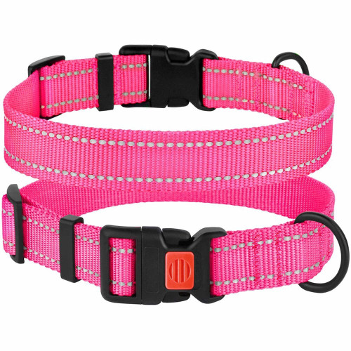 Нашийник BronzeDog Active, для собак, нейлоновий, фастекс пластик, рожевий, 25-33×1.6 см