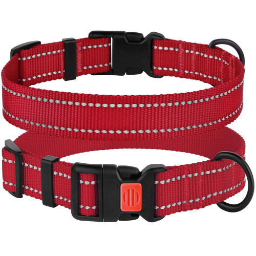 Нашийник BronzeDog Active, для собак, нейлоновий, фастекс пластик, червоний, 30-40×2 см