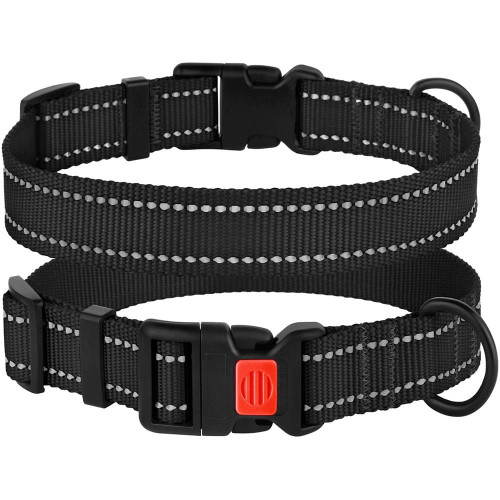 Нашийник BronzeDog Active, для собак, нейлоновий, фастекс пластик, чорний, 25-33×1.6 см