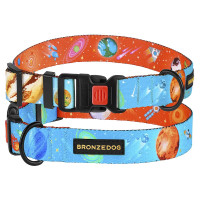 Нашийник BronzeDog Urban Cosmos, для собак, нейлоновий, фастекс пластиковий, блакитний, 35-53×2.5 см