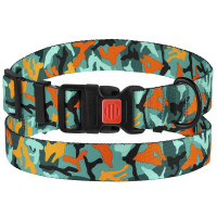Нашийник BronzeDog Urban Camo, для собак, нейлоновий, фастекс пластиковий, зелений, 30-40×2 см