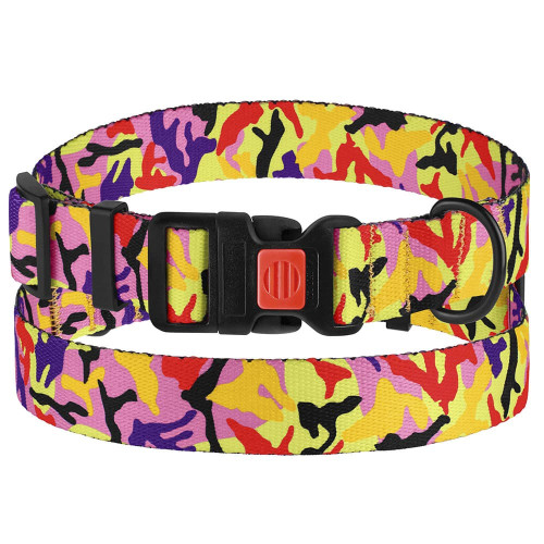 Нашийник BronzeDog Urban Camo, для собак, нейлоновий, фастекс пластиковий, помаранчевий, 30-40×2 см