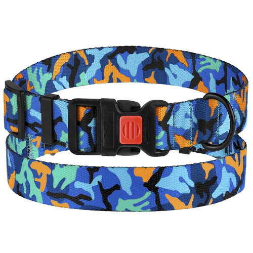 Нашийник BronzeDog Urban Camo, для собак, нейлоновий, фастекс пластиковий, синій, 30-40×2 см