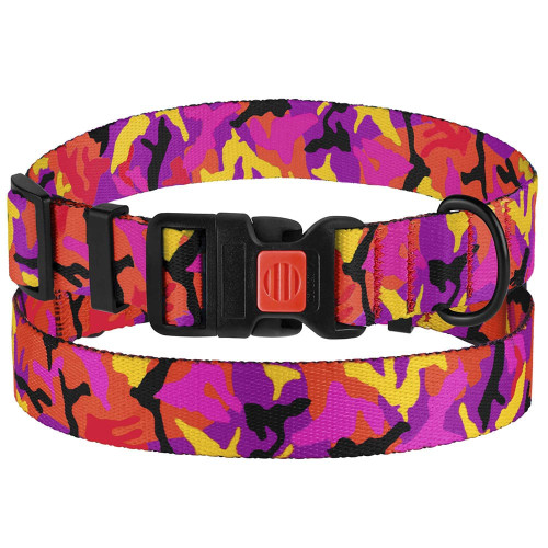 Нашийник BronzeDog Urban Camo, для собак, нейлоновий, фастекс пластиковий, рожевий, 35-53×2.5 см
