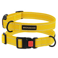 Нашийник BronzeDog Cotton, для собак, брезент, світловідбиваючий, фастекс пластик, жовтий, 25-33×1.6 см
