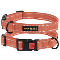 Нашийник BronzeDog Cotton, для собак, світловідбиваючий, фастекс пластик, помаранчевий, 35-53×2.5 см