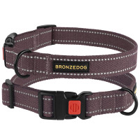Нашийник BronzeDog Cotton, для собак, брезент, світловідбиваючий, фастекс пластик, черрі, 35-53×2.5 см
