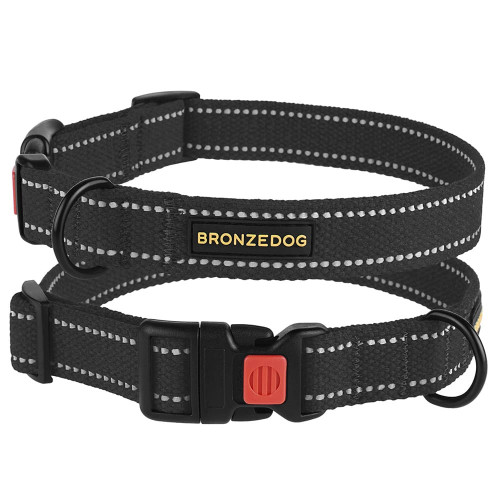 Нашийник BronzeDog Cotton, для собак, брезент, світловідбиваючий, фастекс пластик, графіт, 30-40×2 см