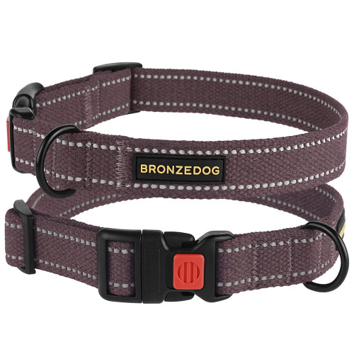 Нашийник BronzeDog Cotton, для собак, брезент, світловідбиваючий, фастекс пластик, черрі, 43-66×2.5 см