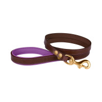 Поводок BronzeDog для собак, кожаный, литая латунная фурнитура, коричнево-фиолетовый, 122×1.6 см