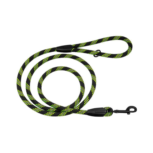 Повідець BronzeDog Active для собак, світловідбиваючий, чорно-салатовий, 183×1.2 см