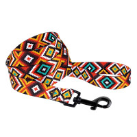 Повідець BronzeDog Tribal для собак, нейлон, принт гуцульський, помаранчевий, 152×1.6 см