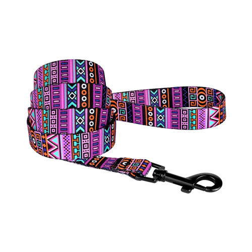Повідець BronzeDog Tribal для собак, нейлон, принт етнічний, фіолетовий, 152×1 см