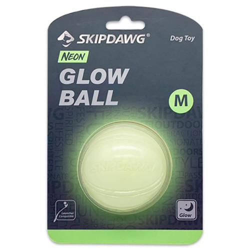 Іграшка-м'яч для собак BronzeDog Skipdawg Neon Glow ball, Світлонакопичувальні, 7 см