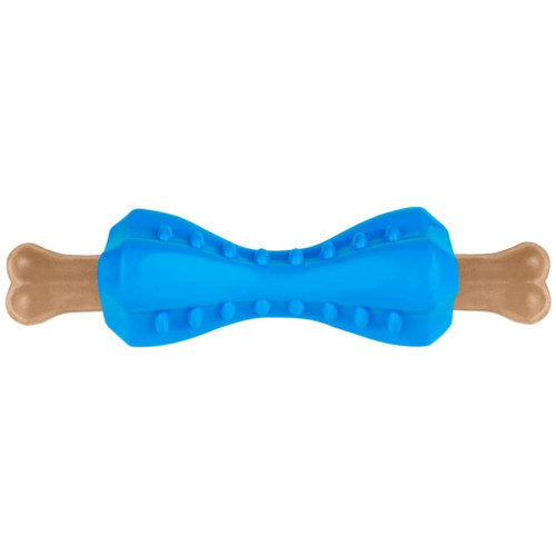 Іграшка-кістка для собак BronzeDog Smart, мотиваційна, синій, 12×5 см