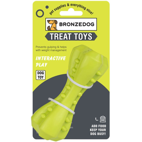 Іграшка-кістка для собак BronzeDog Smart, мотиваційна, зелений, 12×5 см