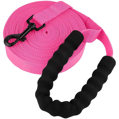 Повідець BronzeDog Active для собак, нейлоновий з м'якою ручкою, рожевий, 6 м×2.5 см
