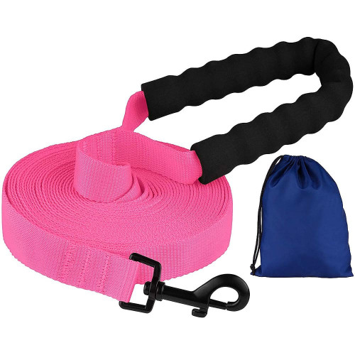 Повідець BronzeDog Active для собак, нейлоновий з м'якою ручкою, рожевий, 6 м×2.5 см