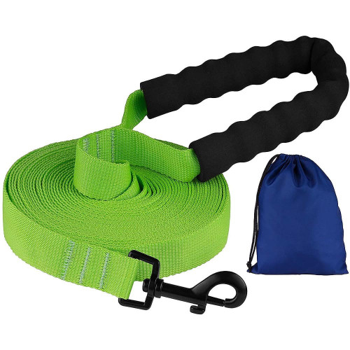 Повідець BronzeDog Active для собак, нейлоновий з м'якою ручкою, салатовий, 15 м×2.5 см