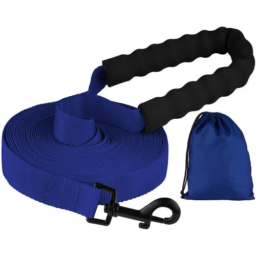 Повідець BronzeDog Active для собак, нейлоновий з м'якою ручкою, синій, 15 м×2.5 см