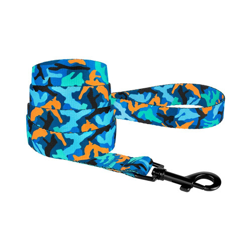 Повідець BronzeDog Camo для собак, нейлон, синій, 152×1.6 см