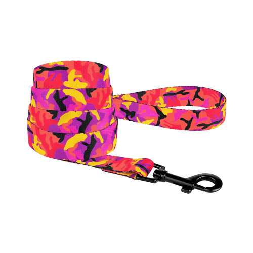 Повідець BronzeDog Camo для собак, нейлон, рожевий, 152×2 см