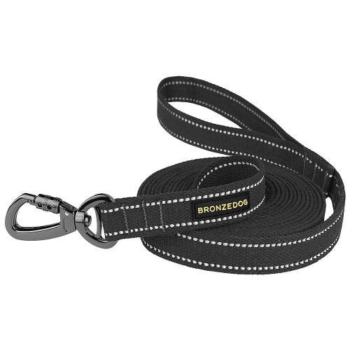 Повідець BronzeDog Cotton для собак, брезент з карабіном на замку, графіт, 200×1.6 см