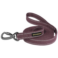 Повідець BronzeDog Cotton для собак, брезент з карабіном на замку, чері, 200×2.5 см