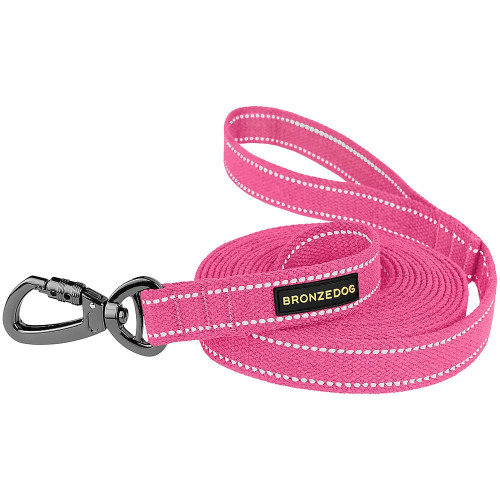 Повідець BronzeDog Cotton для собак, брезент з карабіном на замку, рожевий, 300×2 см