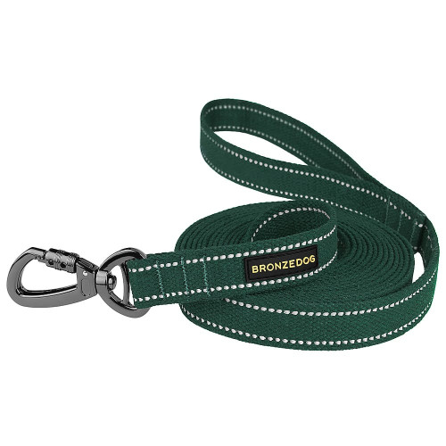Повідець BronzeDog Cotton для собак, брезент з карабіном на замку, зелений, 500×2 см