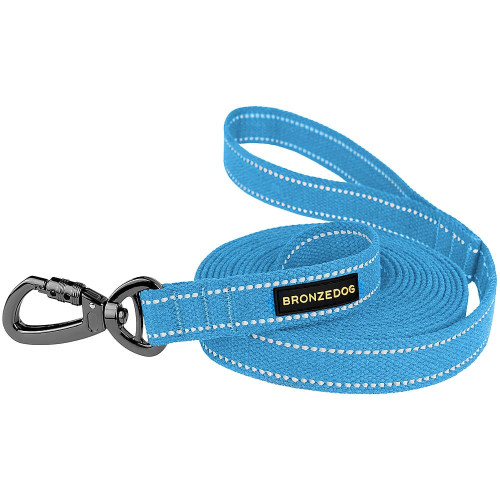 Повідець BronzeDog Cotton для собак, брезент з карабіном на замку, блакитний, 500×2 см