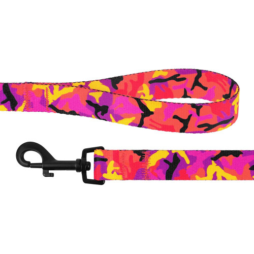 Повідець BronzeDog Camo для собак, нейлон, рожевий, 152×2.5 см