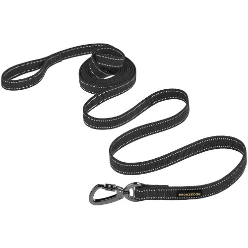 Повідець BronzeDog Cotton для собак, брезент з карабіном на замку, графіт, 300×2 см