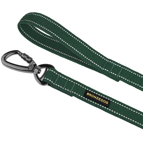 Повідець BronzeDog Cotton для собак, брезент з карабіном на замку, зелений, 500×2 см
